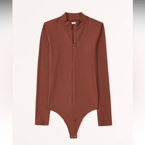 Abercrombie Women’s Long-Sleeve Zip-Up Bodysuit (Color: Burnt Orange)
